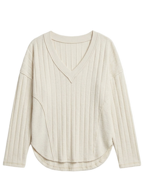Urban Outfitters Off White V-Neck Sweater Soft Knit Relaxed Small